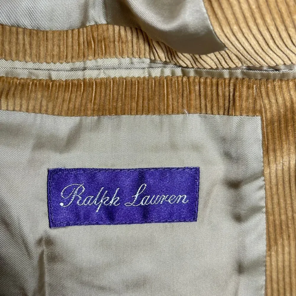 RALPH LAUREN Purple Label Corduroy Sport Coat Blazer Camel Tan 40R $2445 {247}
